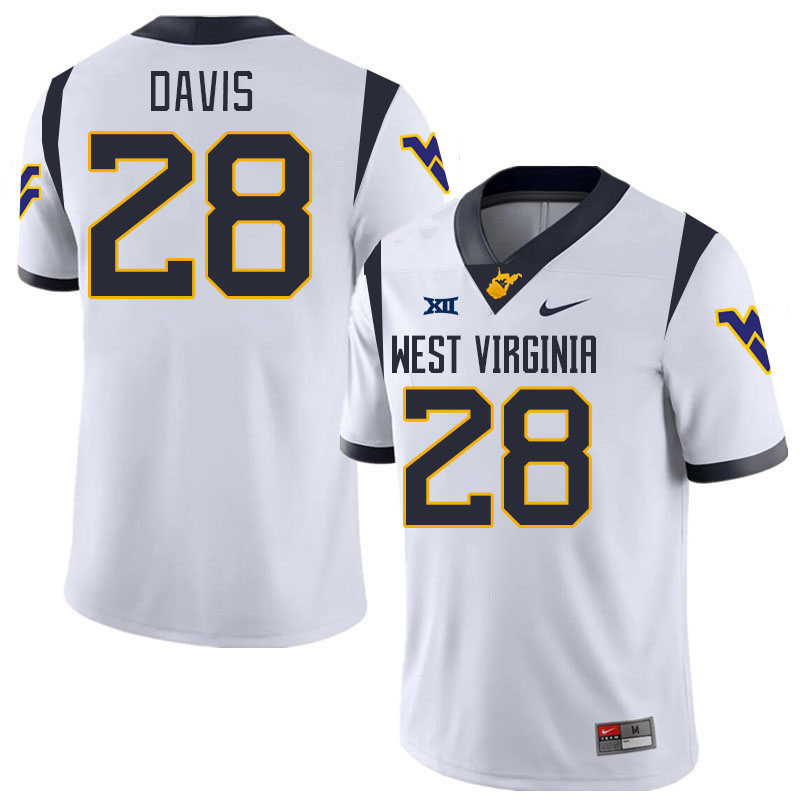 #28 Mykel Davis West Virginia Mountaineers College 2024 New Uniforms Football Jerseys Stitched Sale-White